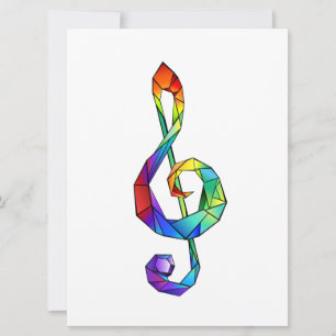 Tarjeta Tecla musical arcoiris tremendo clef