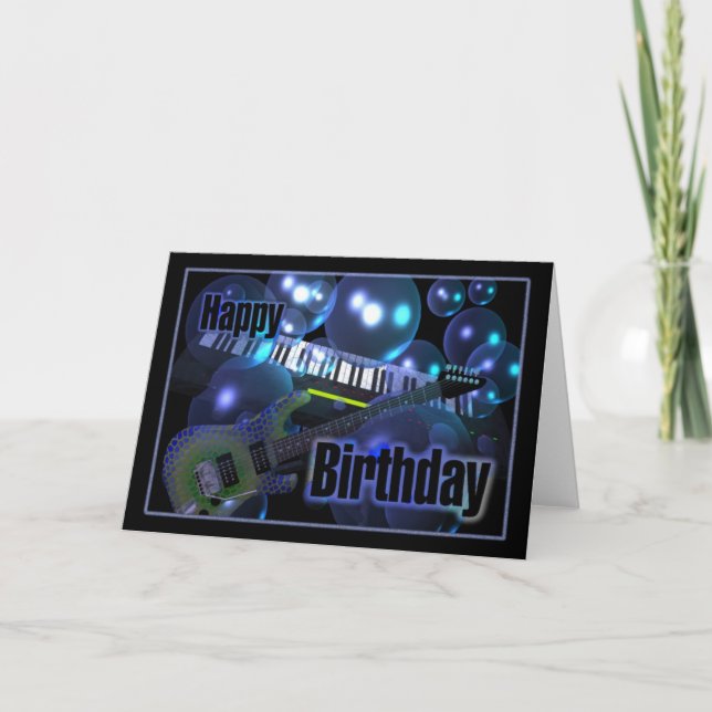 Tarjeta Teclado de la guitarra del feliz cumpleaños (Anverso)