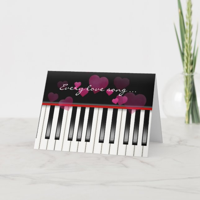 Tarjeta Teclado de piano el día de San Valentín (Anverso)