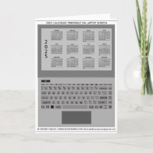 Tarjeta Teclado de Portátil de Plata Calendario 2025 en Pa