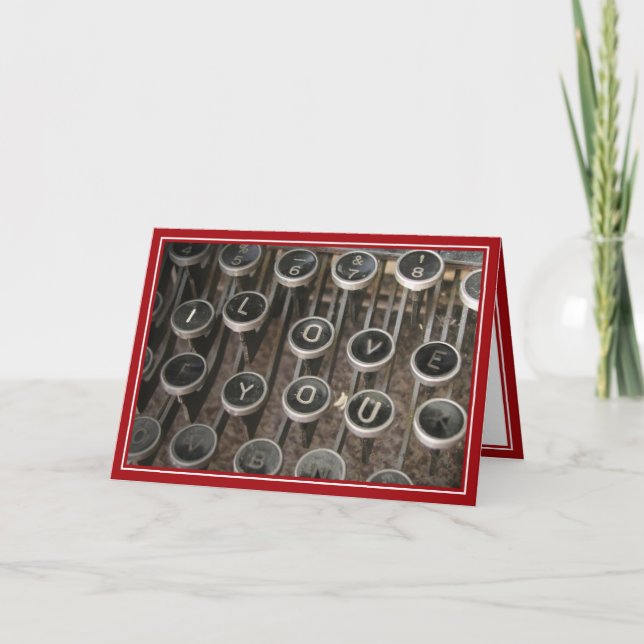 Tarjeta Teclas de máquina de escribir "Te amo" (Anverso)