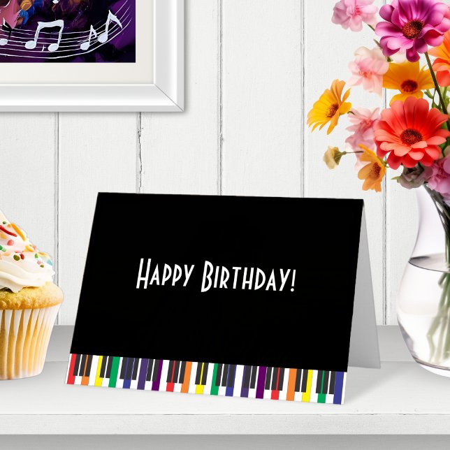 Tarjeta Teclas de piano de arcoíris Cumpleaños (Rainbow Piano Keys Personalized Birthday Card)