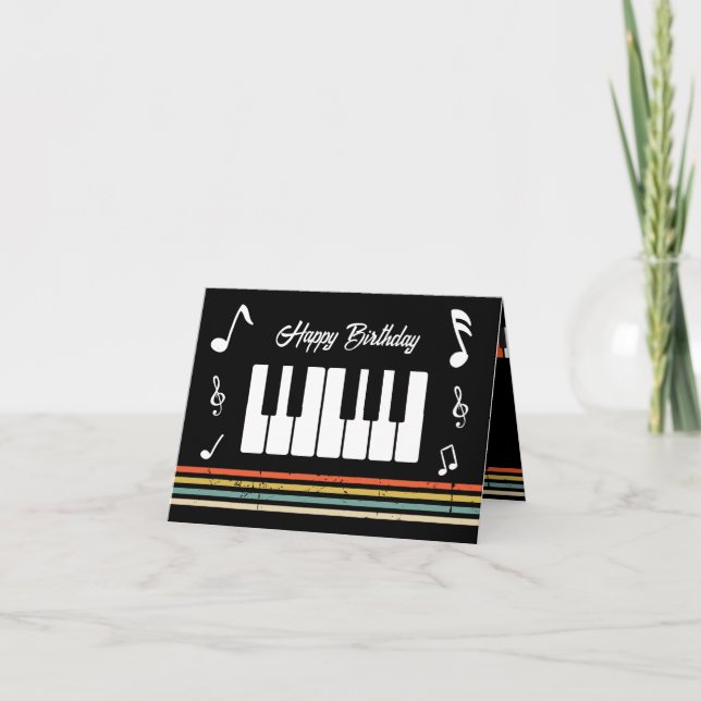 Tarjeta Teclas de piano personalizadas vintage (Anverso)