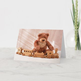 Tarjeta Teddy Bear and Toy Train