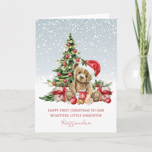 Tarjeta Teddy Bear Árbol de Navidad Mis primeros Navidades (Anverso)