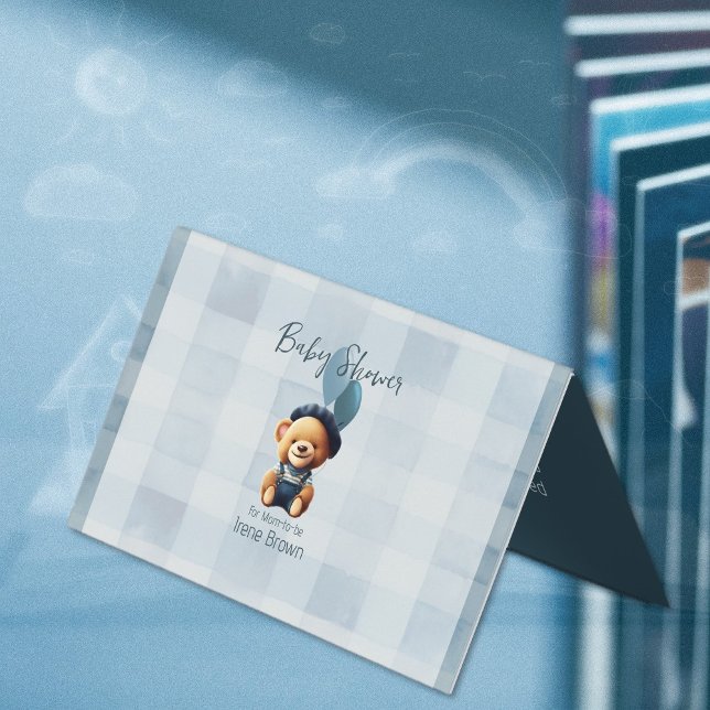 Tarjeta Teddy Bear Baby Shower Book Request Enclosure Card (Create casual chic baby shower enclosure cards. Use the template to personalize.)