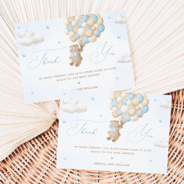 Tarjeta Teddy Bear con globos azules Gracias