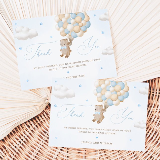 Tarjeta Teddy Bear con globos azules Gracias (Subido por el creador)