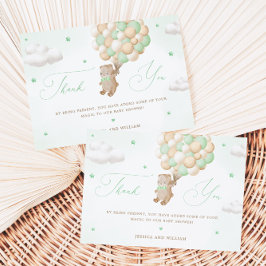 Tarjeta Teddy Bear con globos verdes Gracias