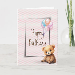 Tarjeta Teddy Bear Cumpleaños En El Corazón