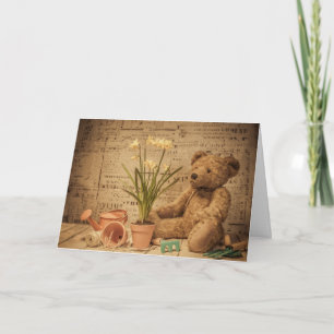 Tarjeta Teddy Bear Gardening Cumpleaños U Otros Saludos
