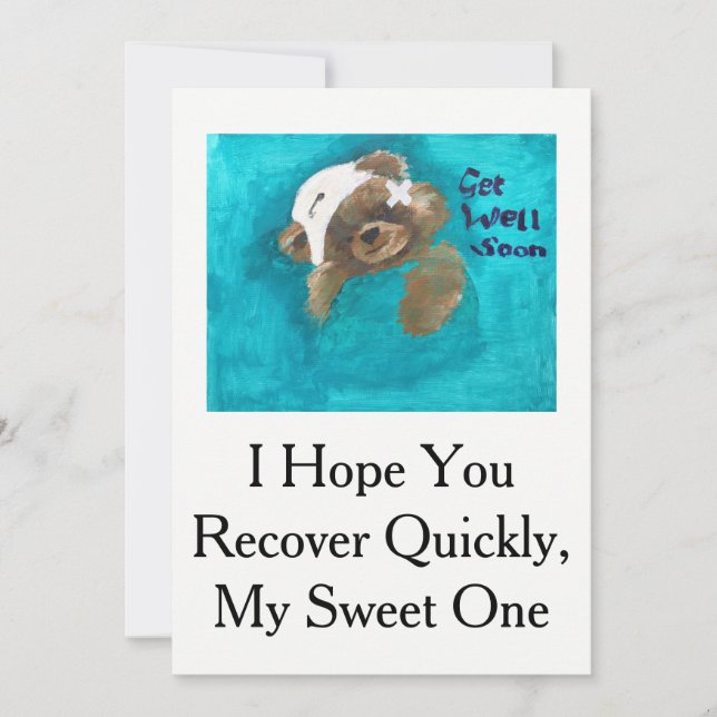 Tarjeta Teddy Bear Get Well Card (Anverso)