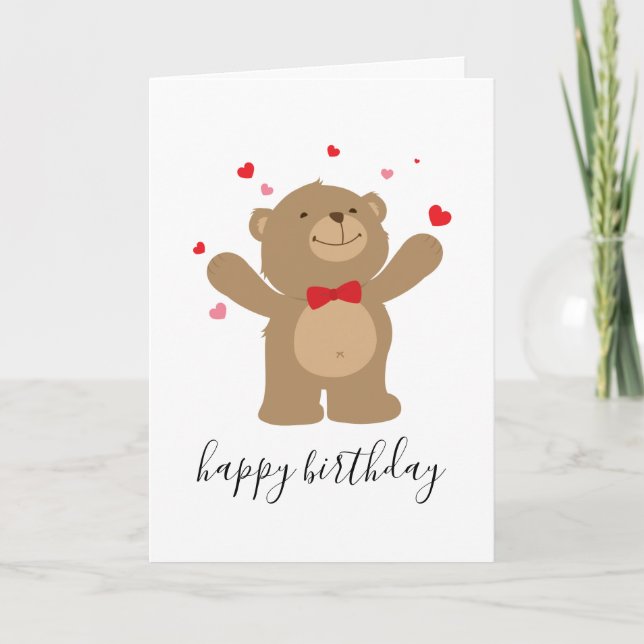 Tarjeta Teddy Bear Love Cute Personalizado Bebé Cumpleaños (Anverso)