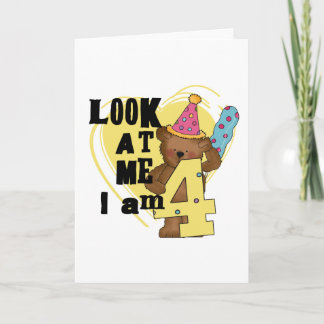 Tarjeta Teddy Bear Tengo 4 Camisas de Cumpleaños y Regalos