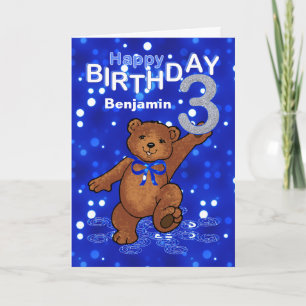 Tarjeta Teddy Bear tercer cumpleaños para Boy