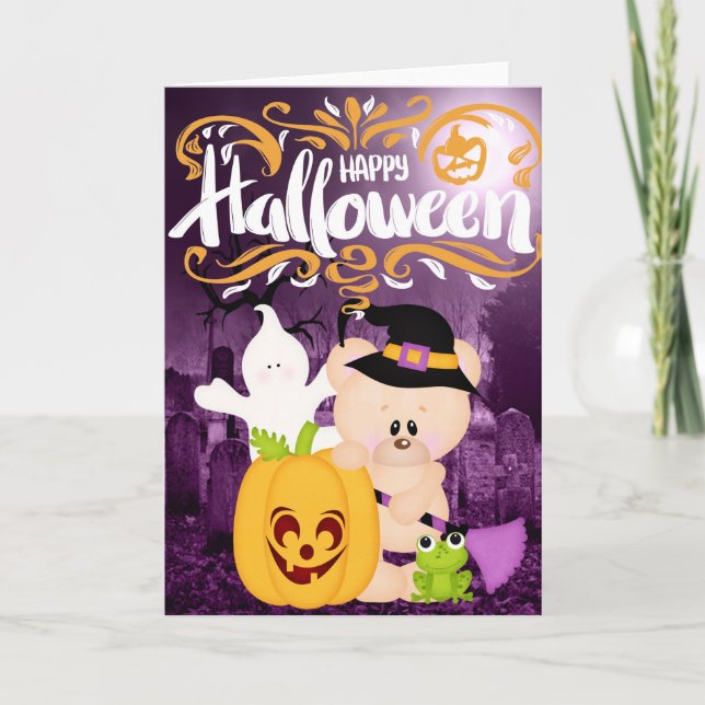 Tarjeta Teddy Bear Warlock - Feliz Halloween (Anverso)