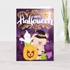 Tarjeta Teddy Bear Warlock - Feliz Halloween