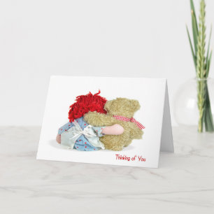 Tarjeta Teddy Bear y Rag Doll pensando en ti