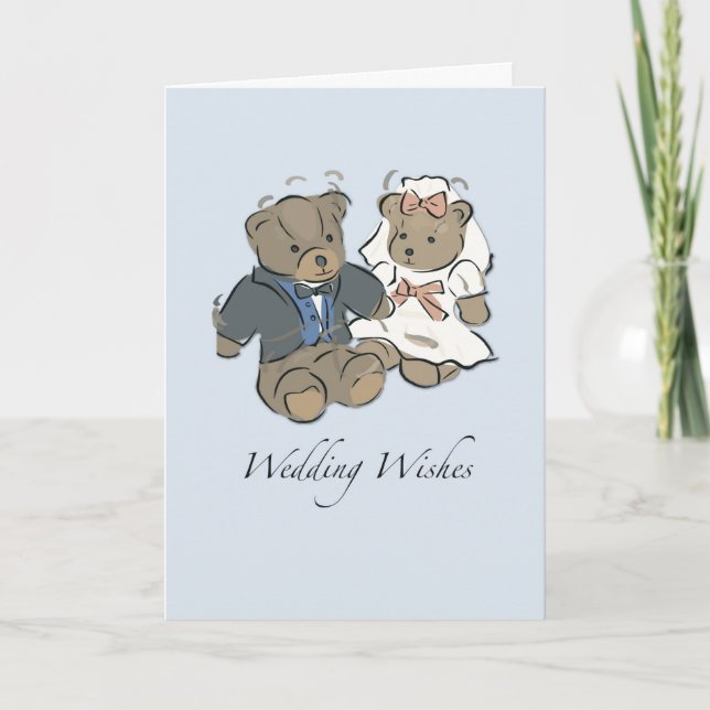 Tarjeta Teddy Bears Boda Felicitaciones Novia y Groo (Anverso)