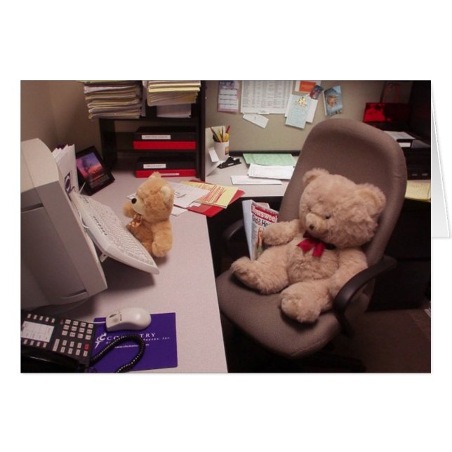 Tarjeta Teddy Bears de difícil trabajo (Anverso (Horizontal))