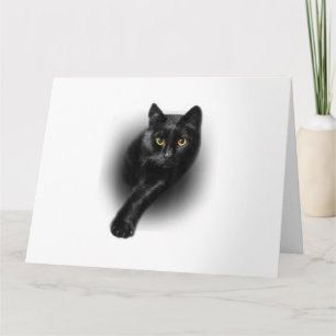 Tarjeta Tee de gatos negros Ojos amarillos T-Shirt