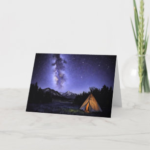 Tarjeta Teepee Dreaming Watercolor Vía Láctea