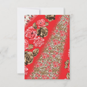 Tarjeta Tejidos rojos vibrantes con intrincados florales y