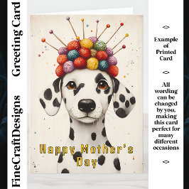Tarjeta Tejiendo perro dálmata, madre Personalizado Yarn G