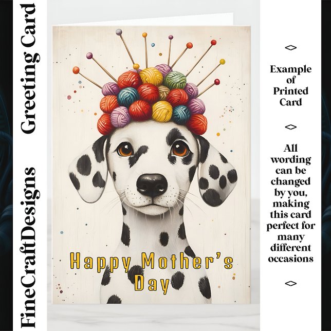 Tarjeta Tejiendo perro dálmata, madre Personalizado Yarn G (Subido por el creador)