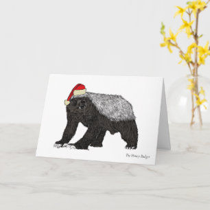 Tarjeta Tejon mielero divertido Santa malo Navidad Animal