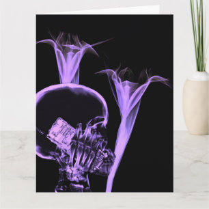 Tarjeta Teléfono Móvil de Rayos X Calavera y Flores - Púrp