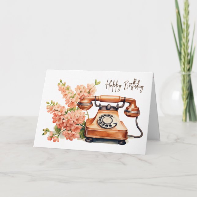 Tarjeta Teléfono Vintage Con Flores (Anverso)