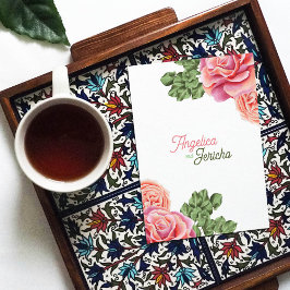 Tarjeta Tema Boda Rosa Rosa Rosa