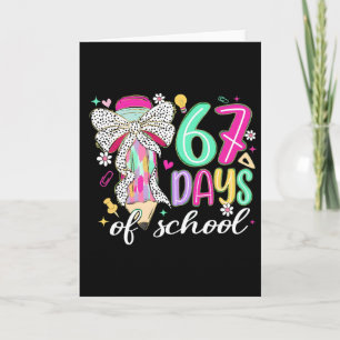 Tarjeta Tema de arco de lápiz de 67 días de escuela lindo