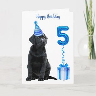 Tarjeta Tema de cachorro de 5º cumpleaños: Fiesta de patas