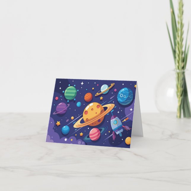 Tarjeta Tema de espacio y planeta (Anverso)