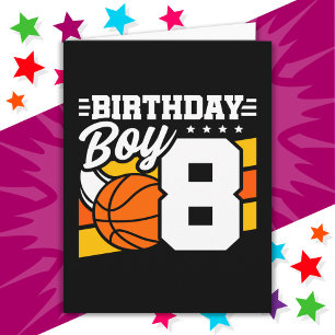 Tarjeta Tema de fiesta de baloncesto para niños de 8 años 
