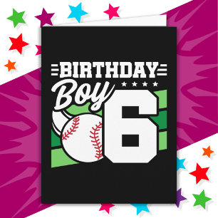 Tarjeta Tema de fiesta de béisbol para niño de 6 años Cump