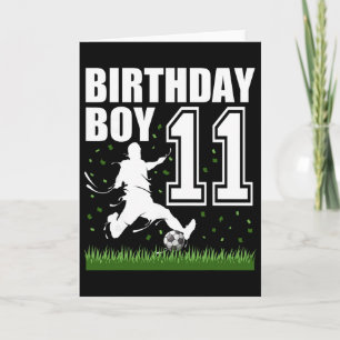 Tarjeta Tema de fiesta de cumpleaños de fútbol de 11 años 