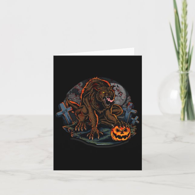 Tarjeta Tema de Guay Scary Werewolf Halloween (Anverso)