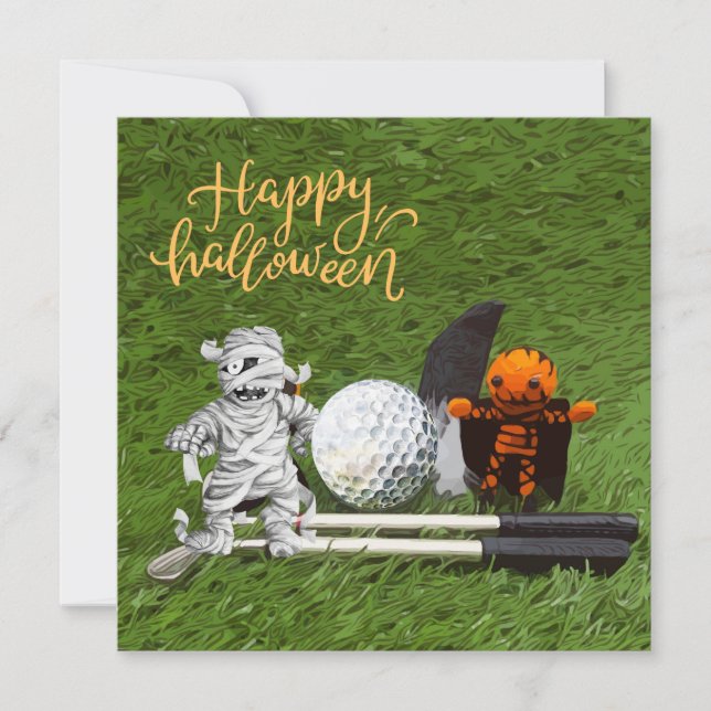 Tarjeta Tema de Halloween de golf para golfistas (Anverso)