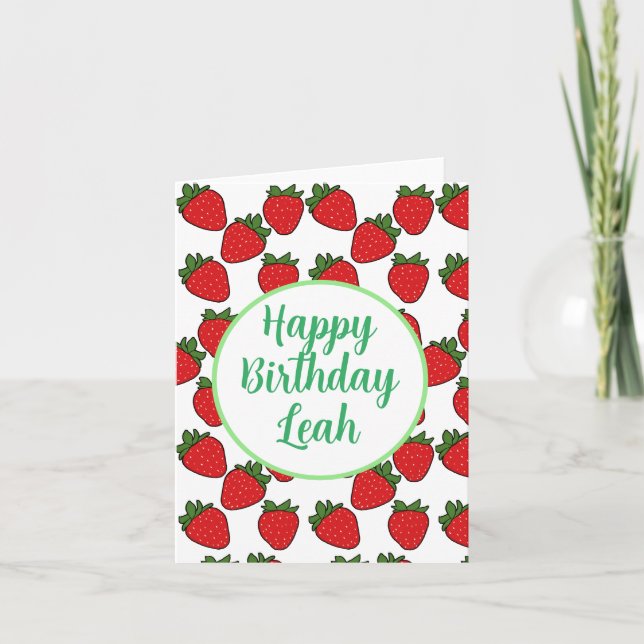 Tarjeta Tema de la fiesta de cumpleaños de fresa (Anverso)