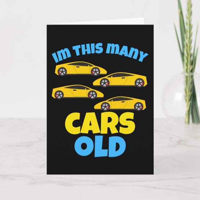 Tarjeta Tema de la fiesta de cumpleaños de los coches de 4 (Anverso)