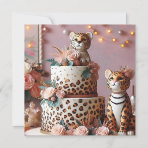 TARJETA TEMA DE LEOPARD DEL CUTO DE CUERO DE CUMPLEAÑOS