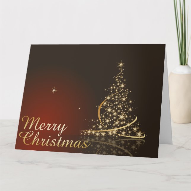 Tarjeta Tema de los Navidades rojos con el árbol de Navida (Anverso)