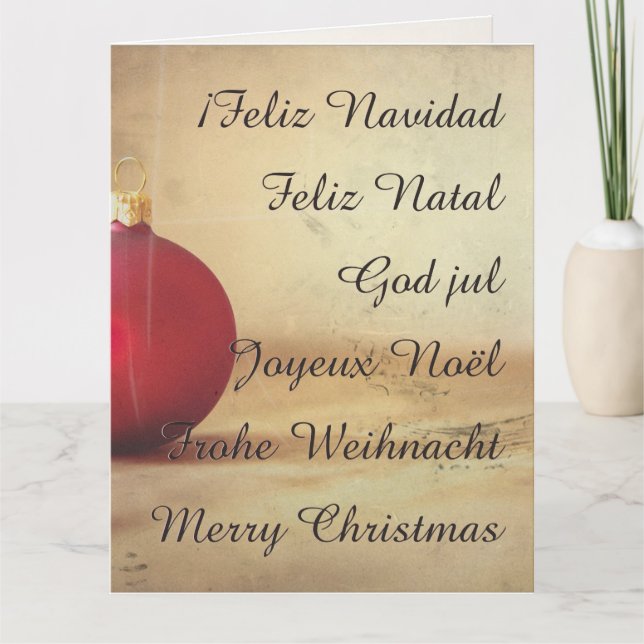 Tarjeta tema de Navidad con bola de Navidad (Anverso)