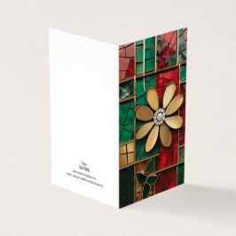 Tarjeta Tema de Navidad Flor Vitral Mosaico vidrio roto