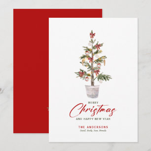 Tarjeta Tema de navidades Árbol de vacaciones de acuarelas
