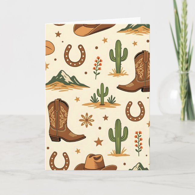 Tarjeta Tema de país occidental con cactus (Anverso)