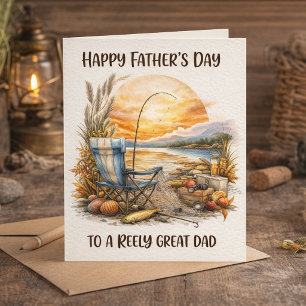 Tarjeta Tema de Pesca Papá Realmente Genial Día del Padre